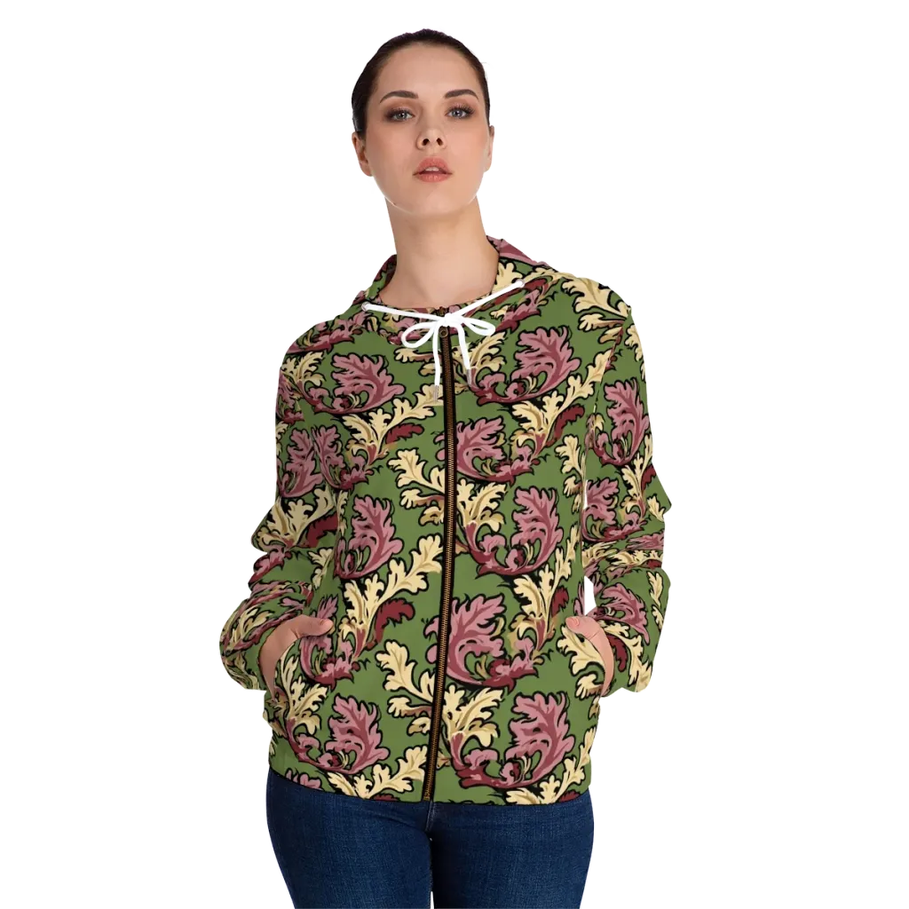 Acanthus Reverie on Women's Full-Zip Hoodie — Front On Person