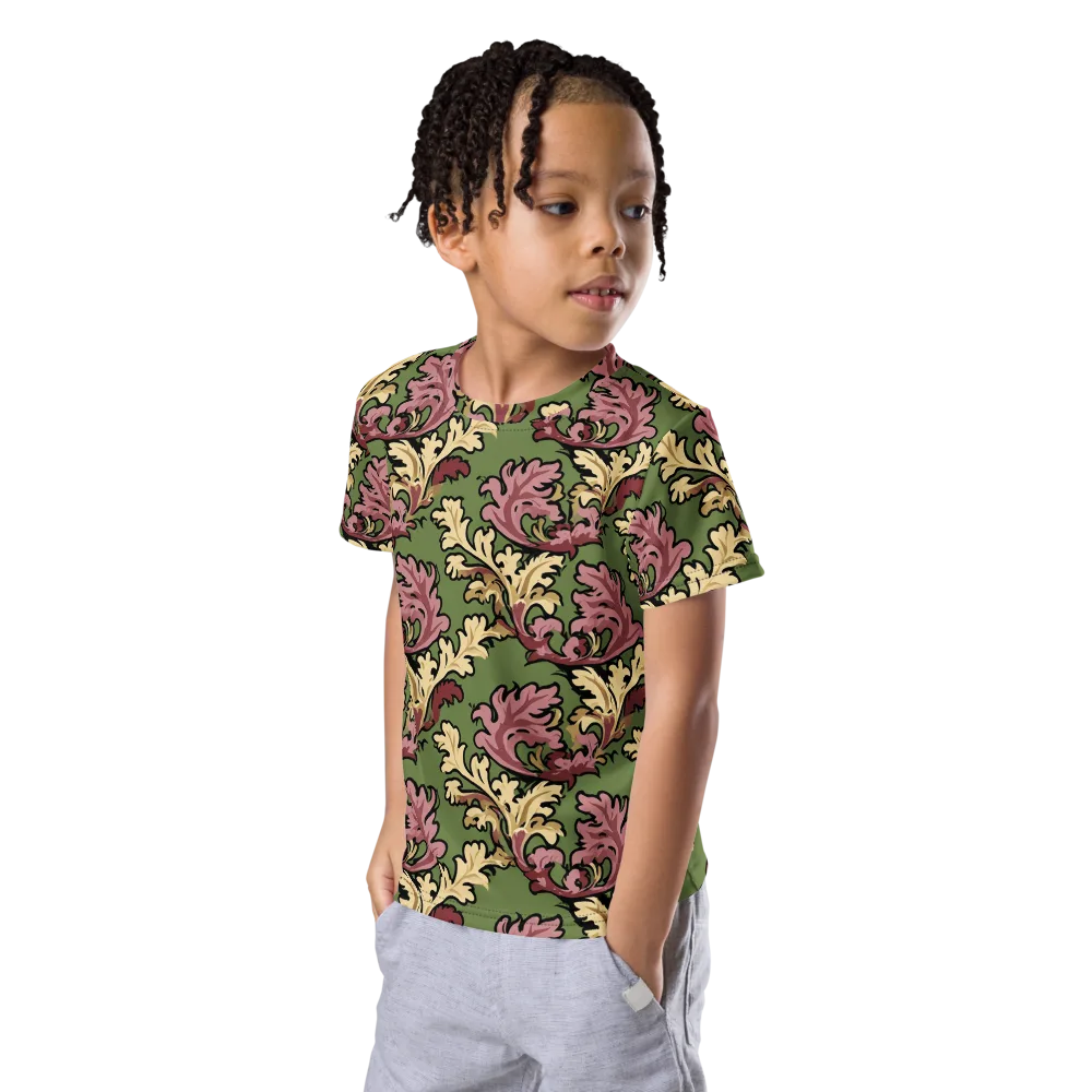 Acanthus Reverie on Kids Crew Neck T-Shirt — Left Front