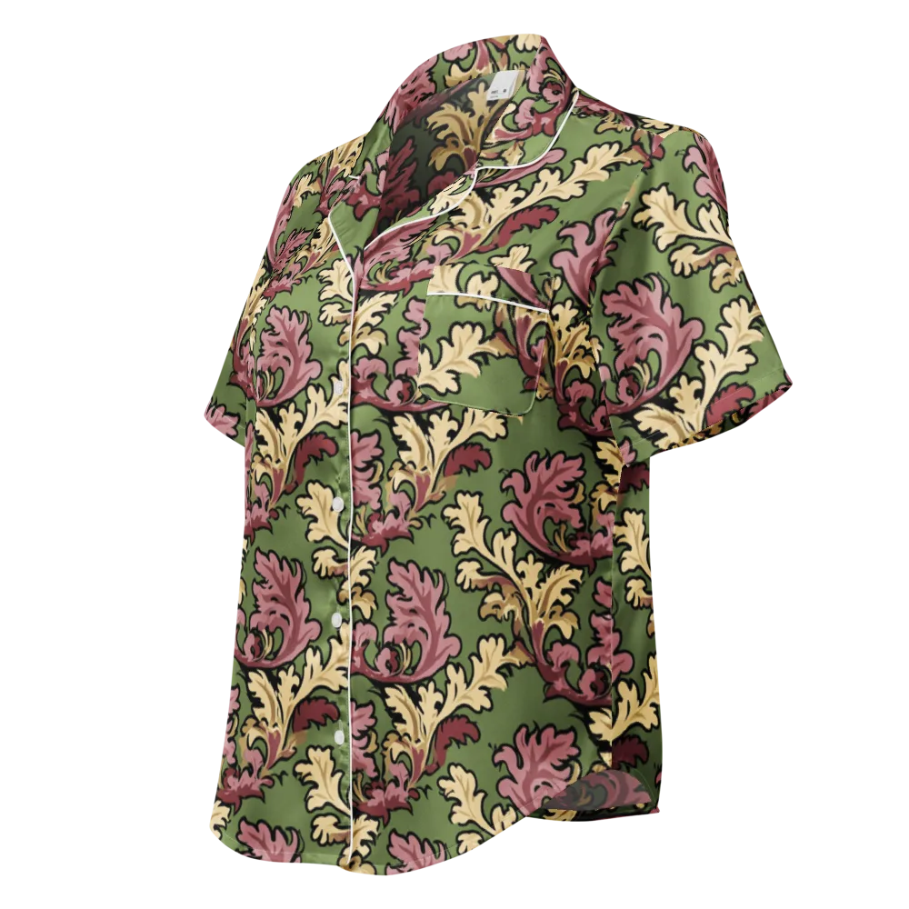 Acanthus Reverie on Women's Short Sleeve Pajama Top — Left Front