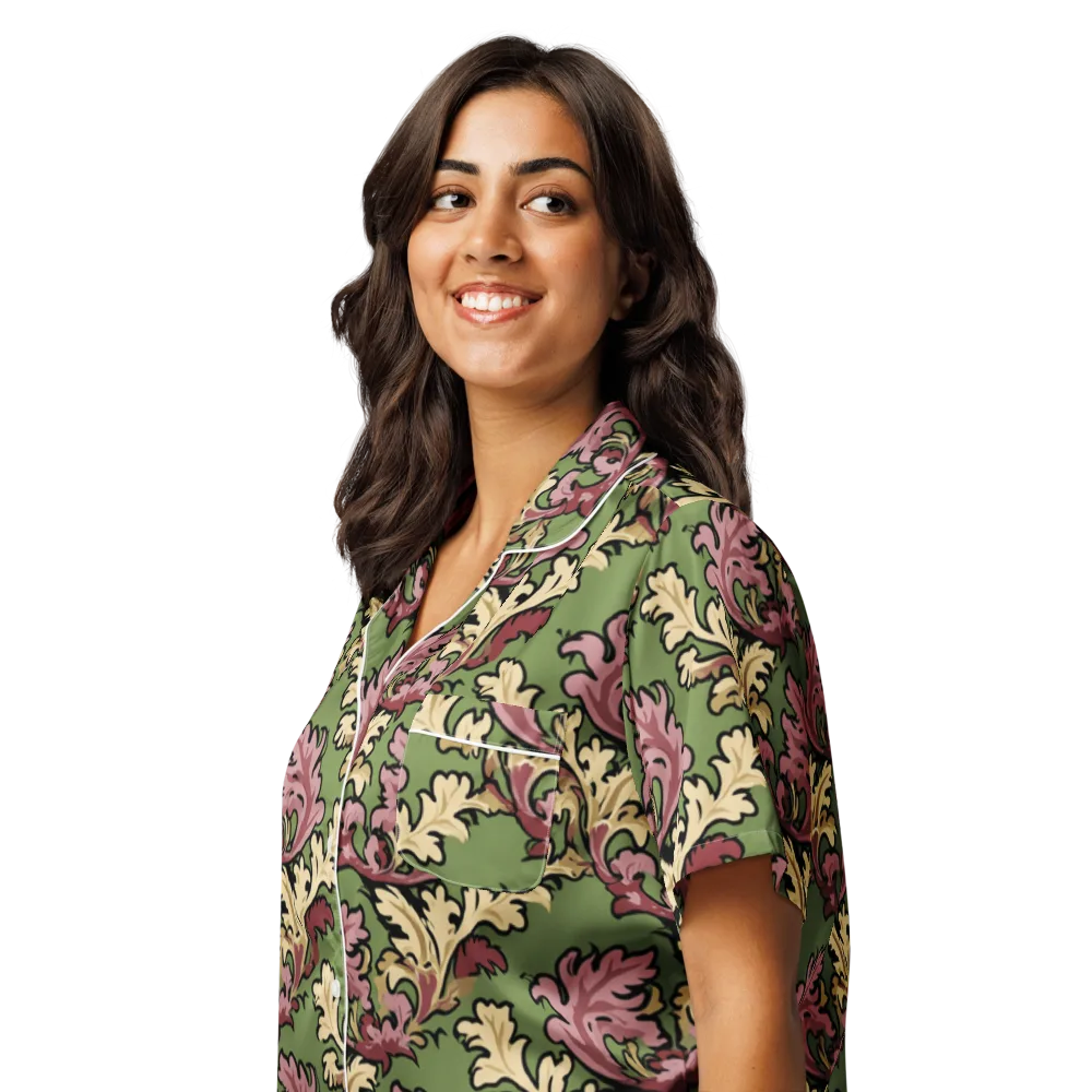 Acanthus Reverie on Women's Short Sleeve Pajama Top — Left Front