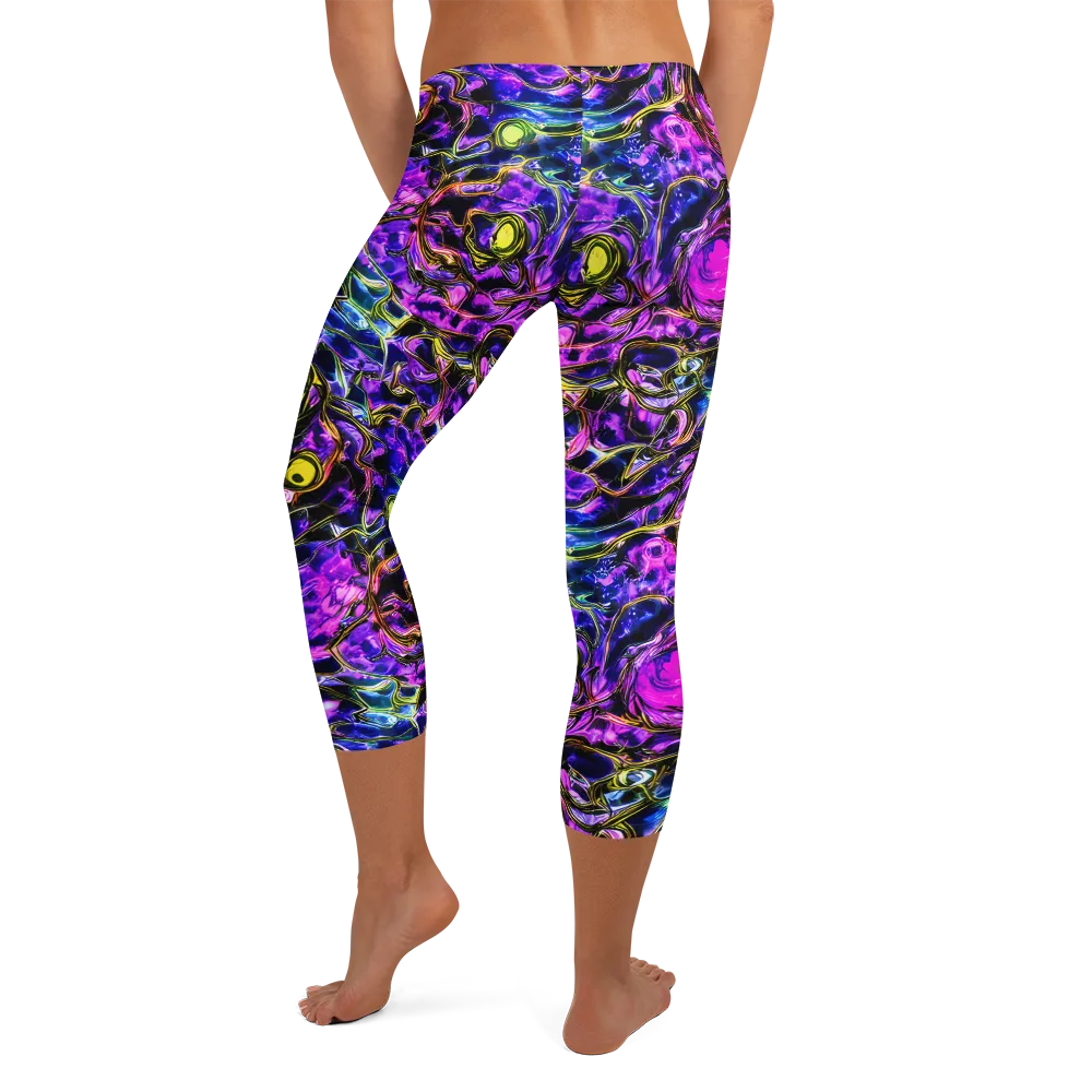 Midnight Fluorescence on Capri Leggings — Back