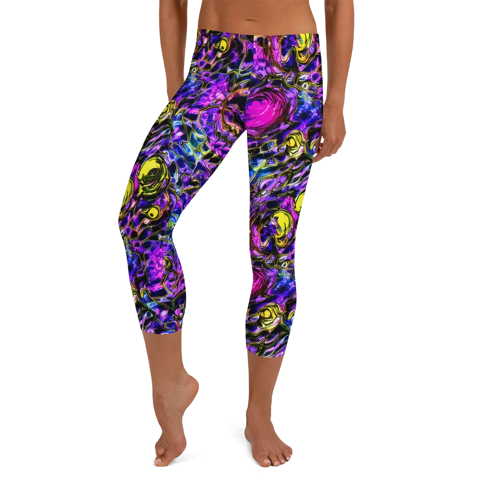 Midnight Fluorescence on Capri Leggings — Front