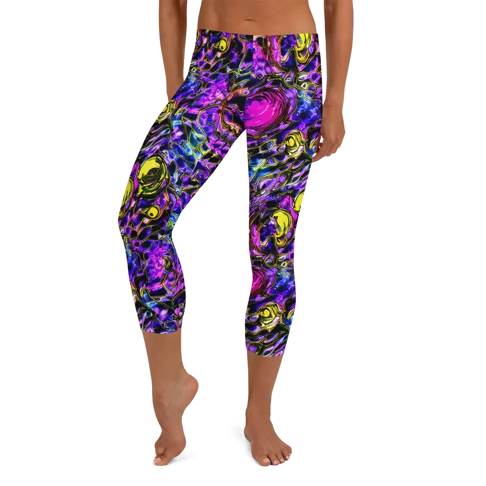 Midnight Fluorescence on Capri Leggings — Front