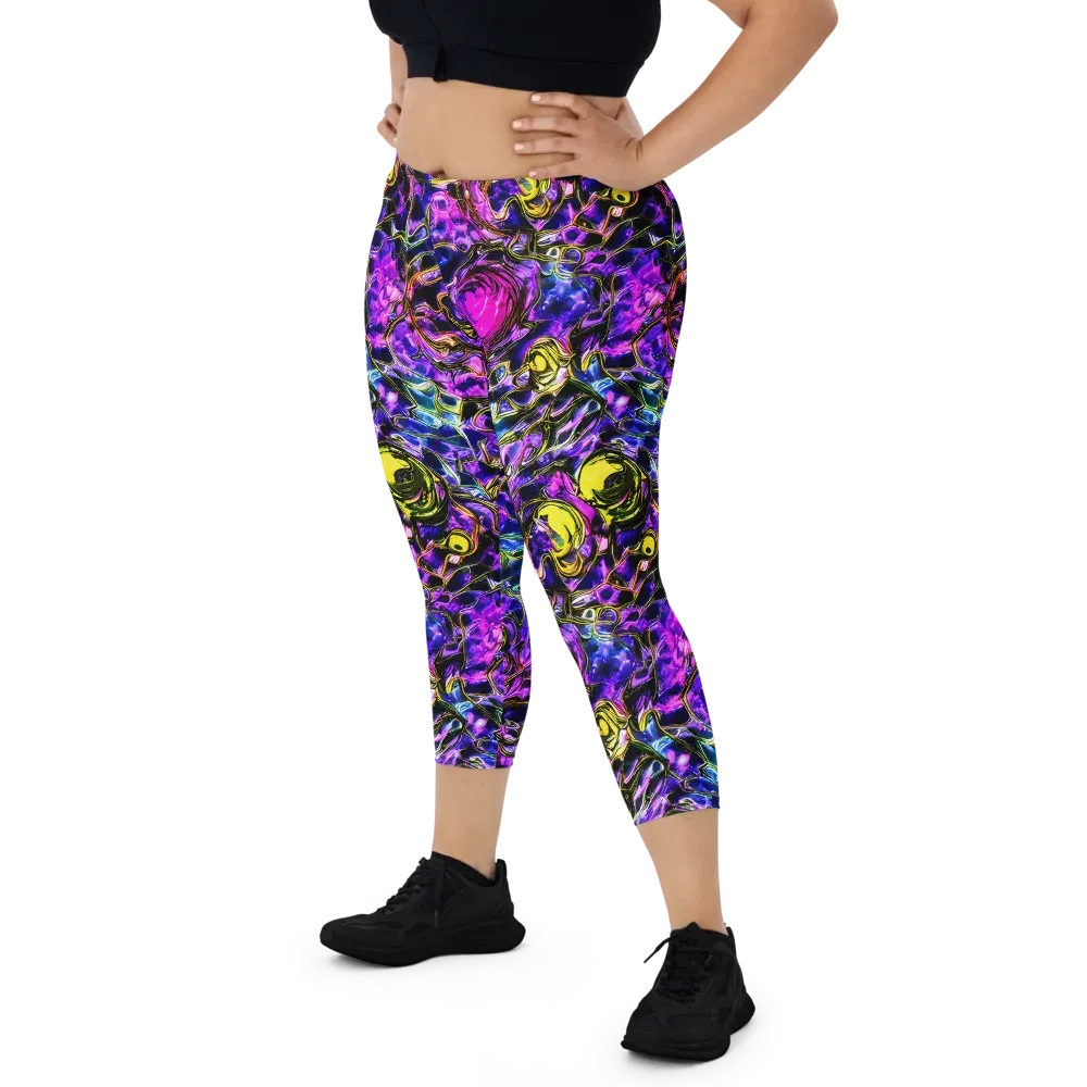 Midnight Fluorescence on Capri Leggings — Front