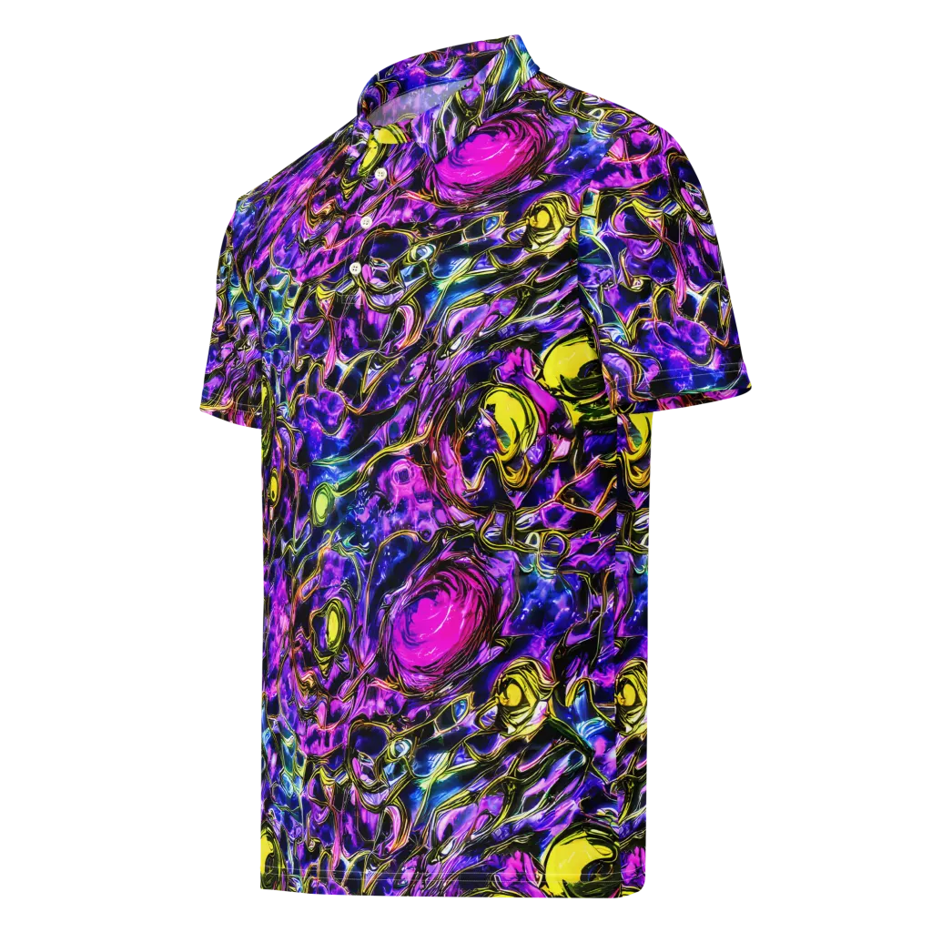 Midnight Fluorescence on Men's Slim Fit Polo Shirt — Left Front