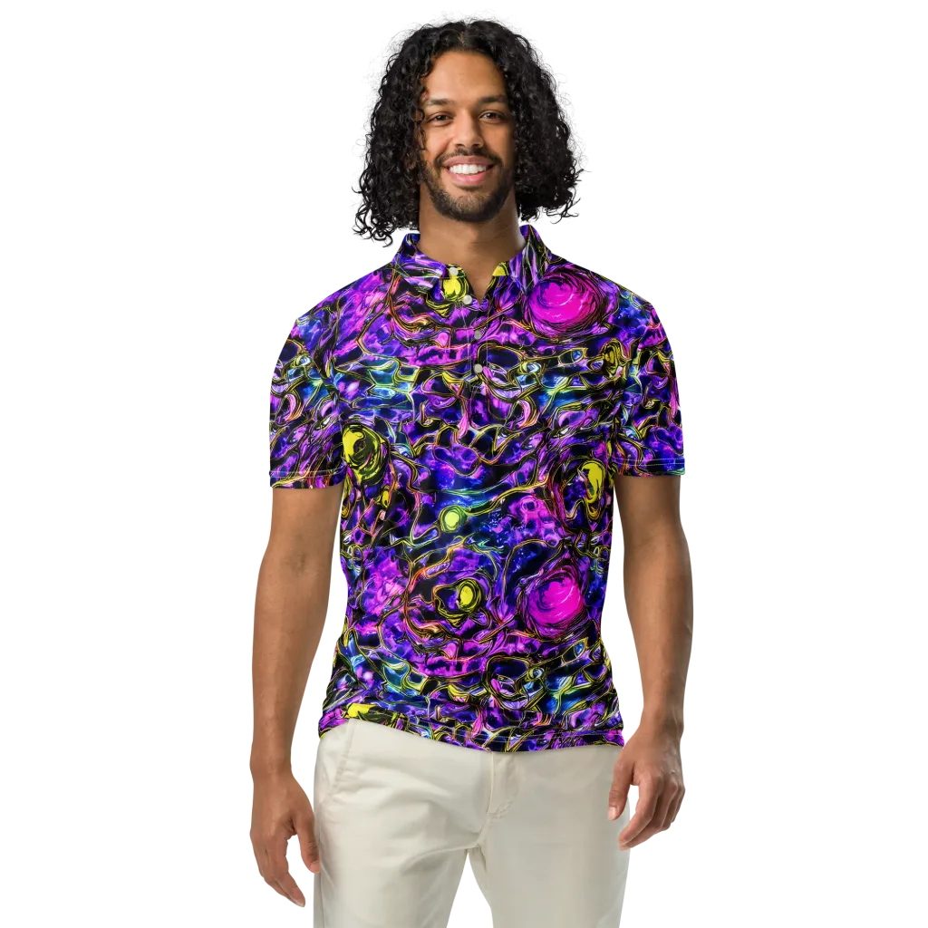 Midnight Fluorescence on Men's Slim Fit Polo Shirt — Front
