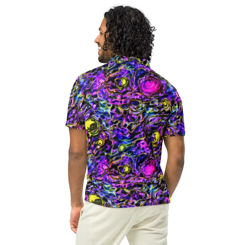 Midnight Fluorescence on Men's Slim Fit Polo Shirt — Back