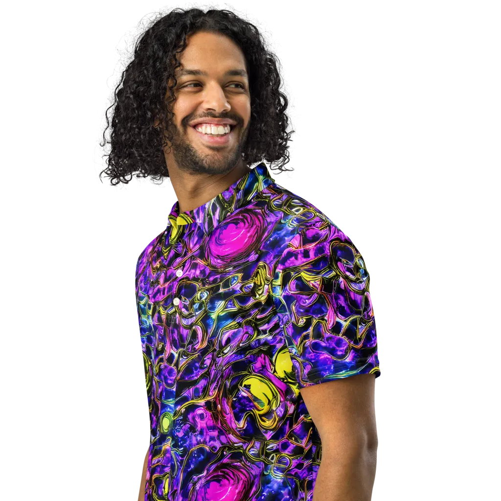 Midnight Fluorescence on Men's Slim Fit Polo Shirt — Left Front