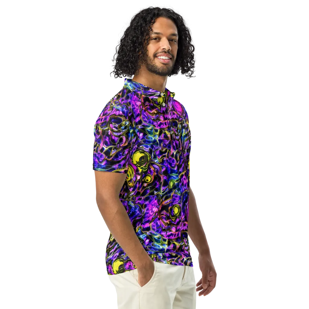 Midnight Fluorescence on Men's Slim Fit Polo Shirt — Right Front