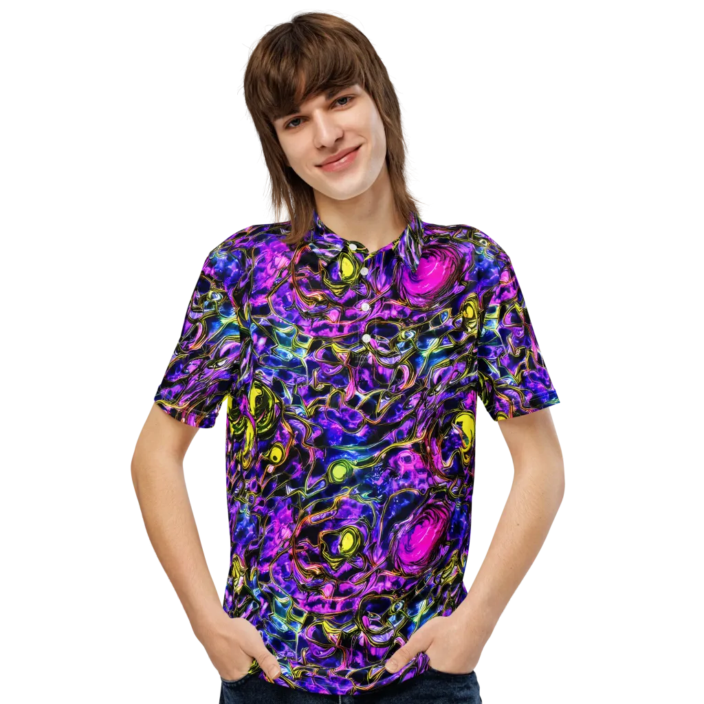 Midnight Fluorescence on Men's Slim Fit Polo Shirt — Front
