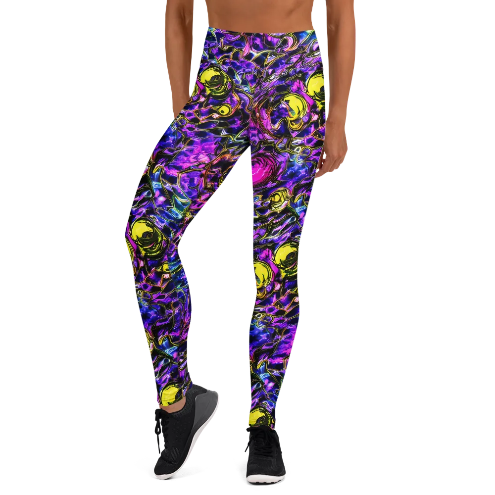 Midnight Fluorescence on Yoga Leggings — Front