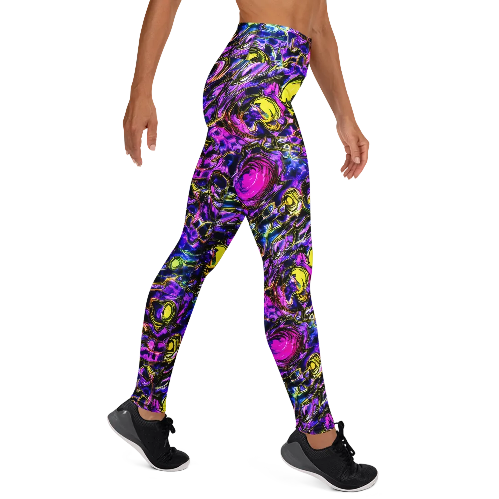 Midnight Fluorescence on Yoga Leggings — Right
