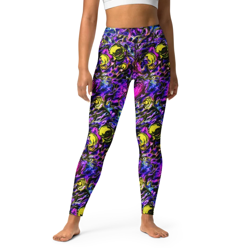 Midnight Fluorescence on Yoga Leggings — Front