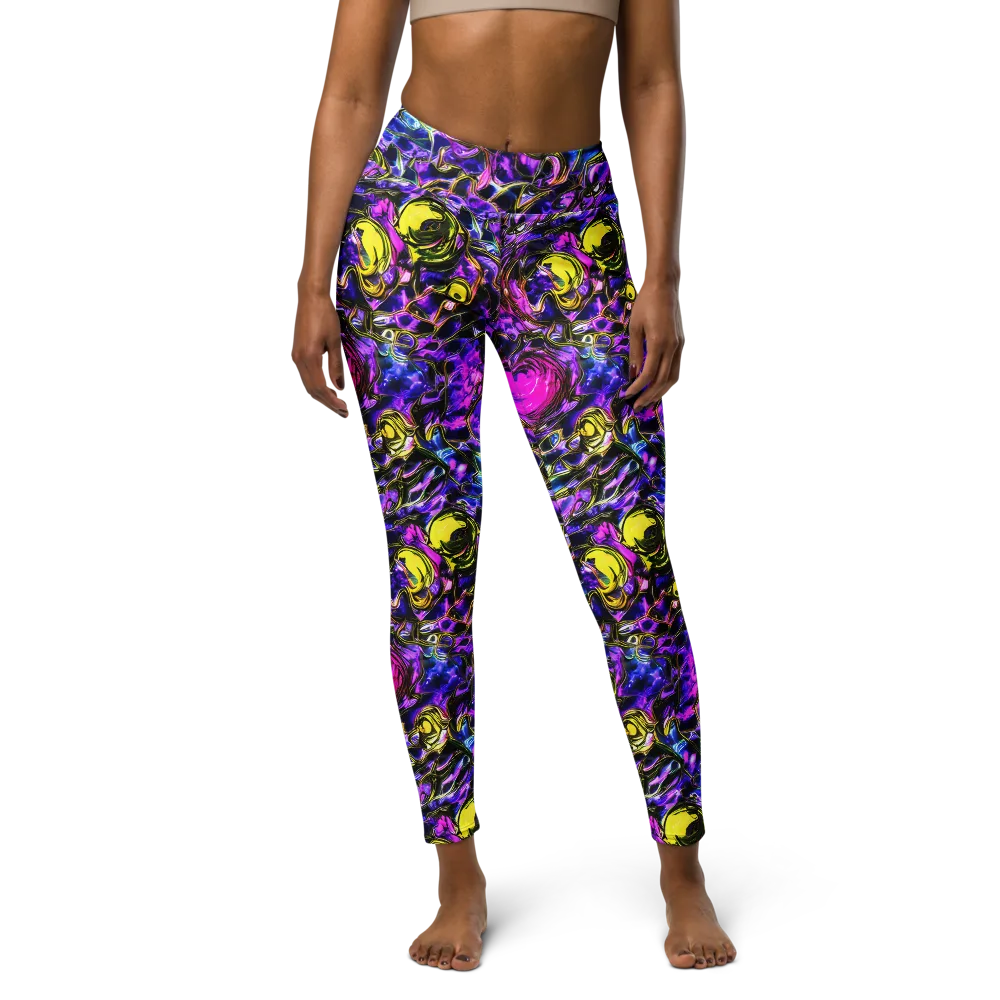 Midnight Fluorescence on Yoga Leggings — Front