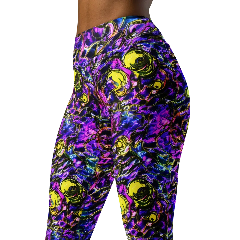 Midnight Fluorescence on Yoga Leggings — Left Front