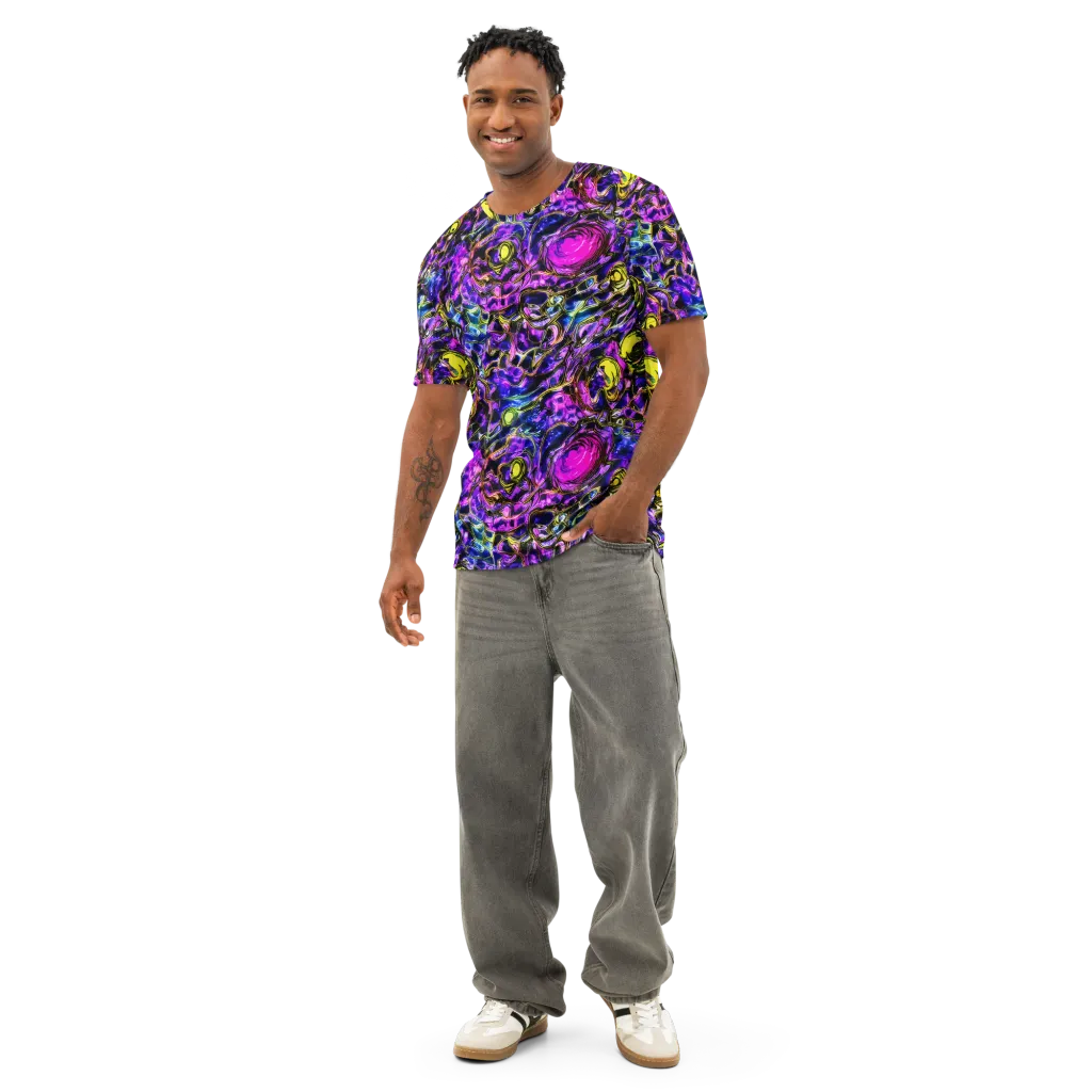 Midnight Fluorescence on Men's Cotton Crew Neck T-Shirt — Front