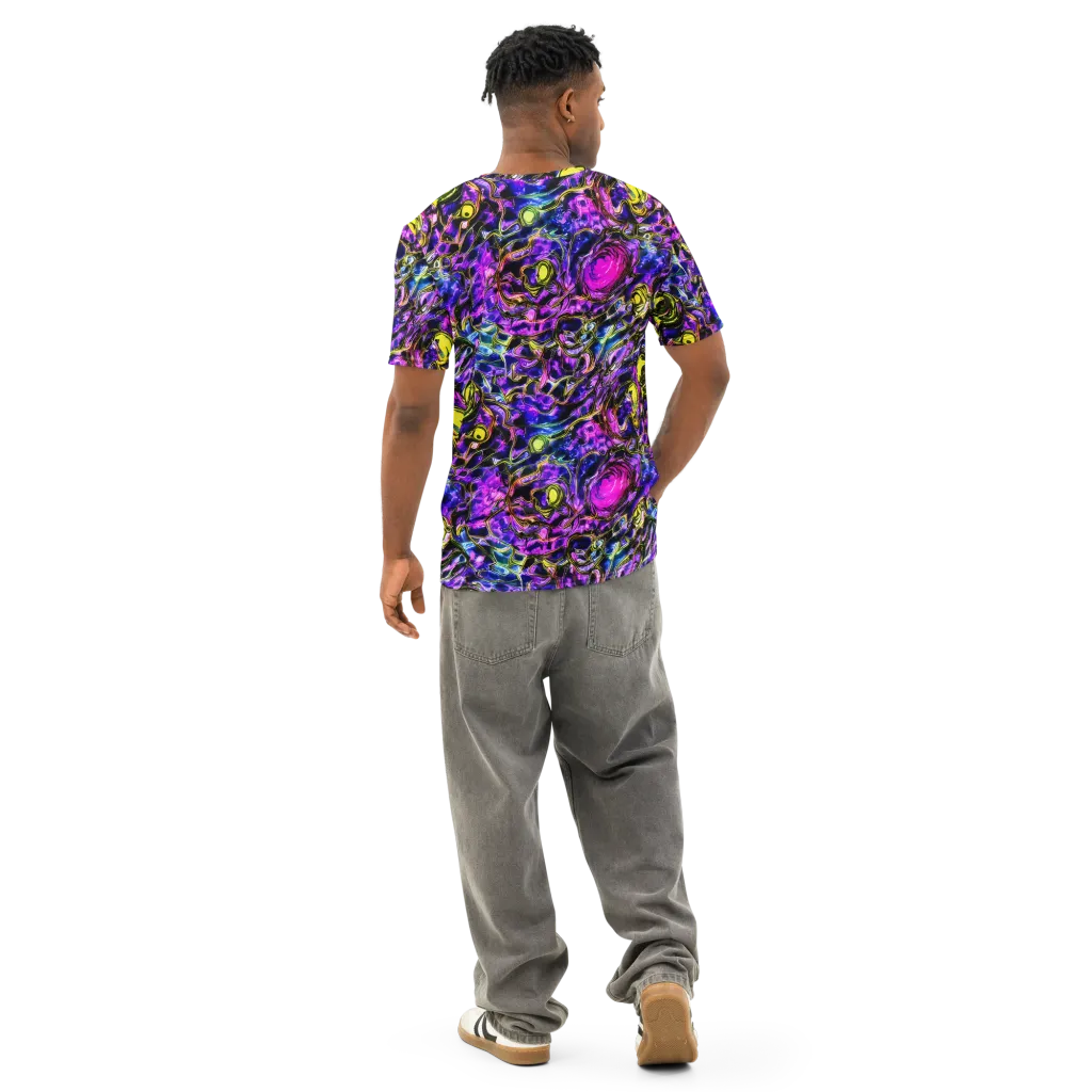 Midnight Fluorescence on Men's Cotton Crew Neck T-Shirt — Back