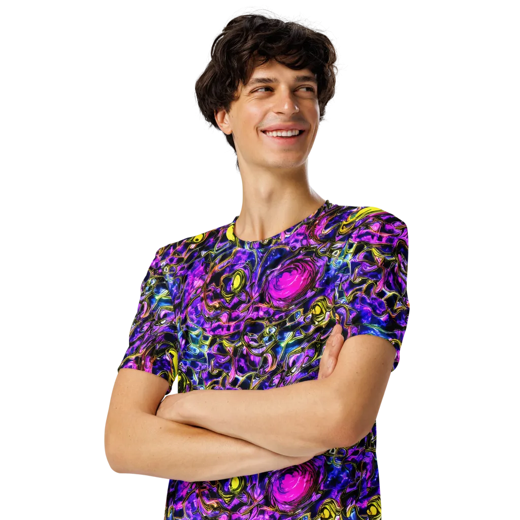 Midnight Fluorescence on Men's Crew Neck T-Shirt — Left Front