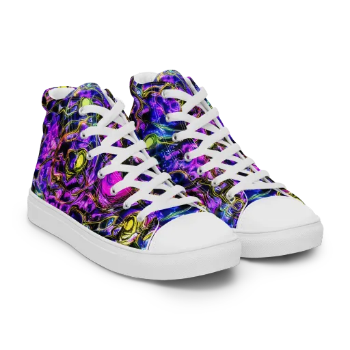 Midnight Fluorescence on a Men's High Top Canvas Shoes