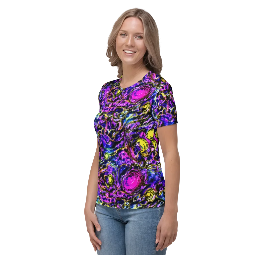 Midnight Fluorescence on Women's Crew Neck T-Shirt — Left