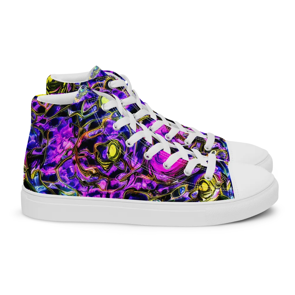 Midnight Fluorescence on Women's High Top Canvas Shoes — Right