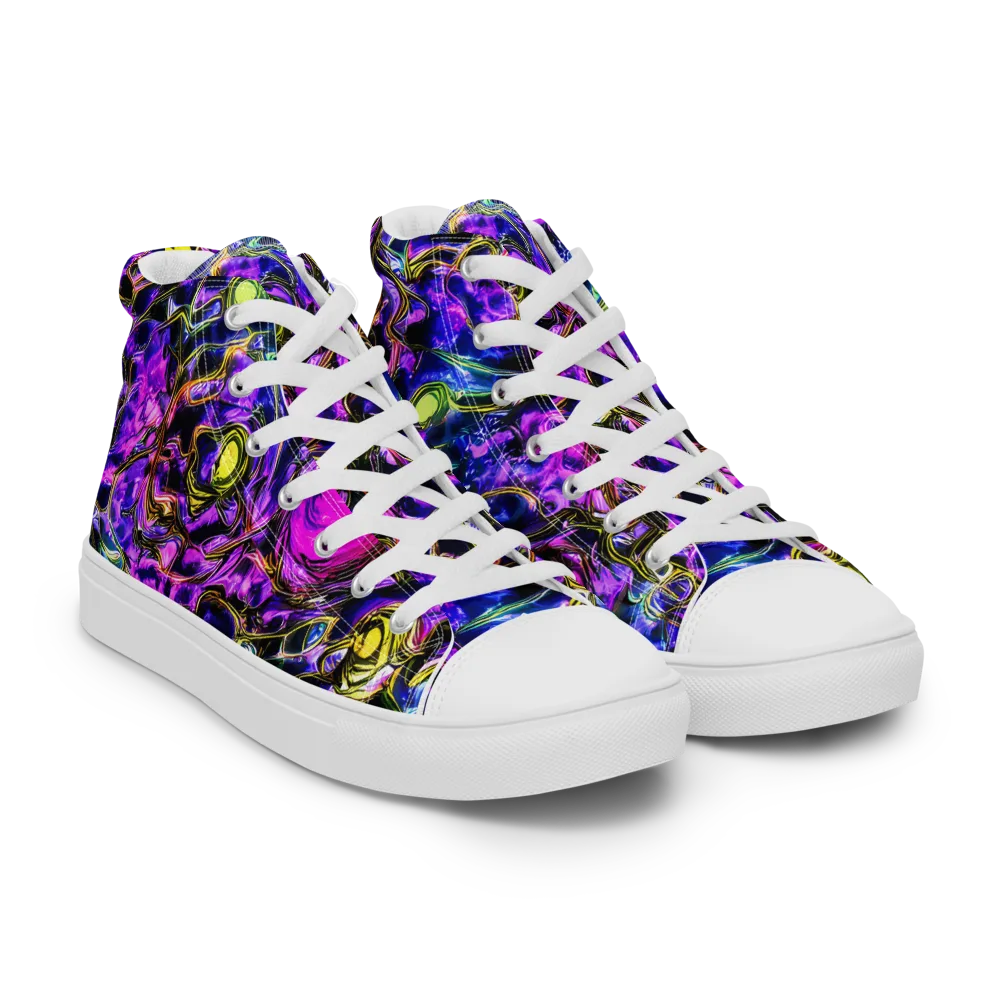Midnight Fluorescence on Women's High Top Canvas Shoes — Right Front
