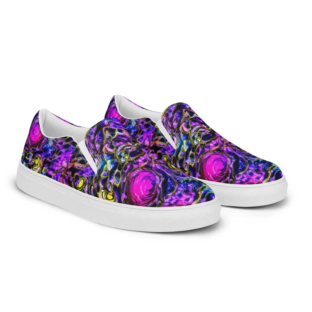 Midnight Fluorescence on Men's Slip-On Canvas Shoes — Right Front