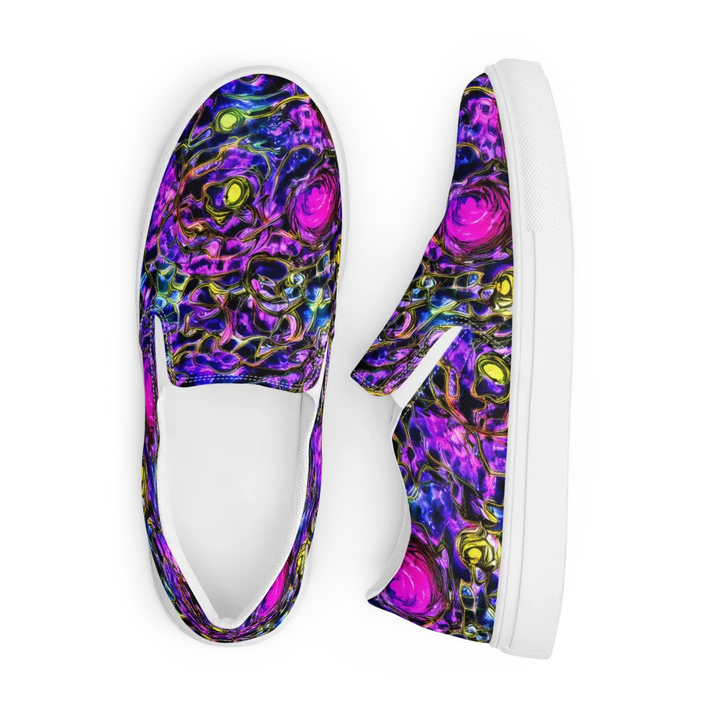Midnight Fluorescence on Men's Slip-On Canvas Shoes — Front