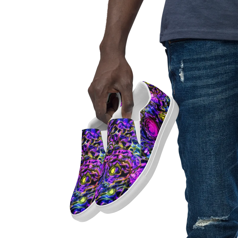 Midnight Fluorescence on Men's Slip-On Canvas Shoes — Left Front
