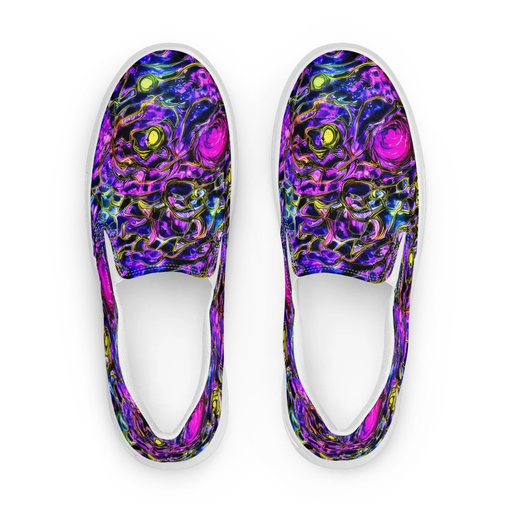 Midnight Fluorescence on Women's Slip-On Canvas Shoes — Front