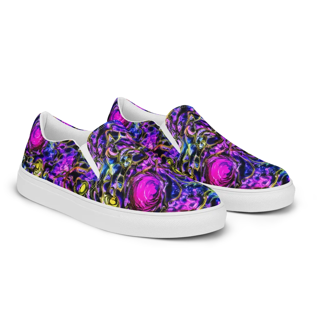 Midnight Fluorescence on Women's Slip-On Canvas Shoes — Right Front
