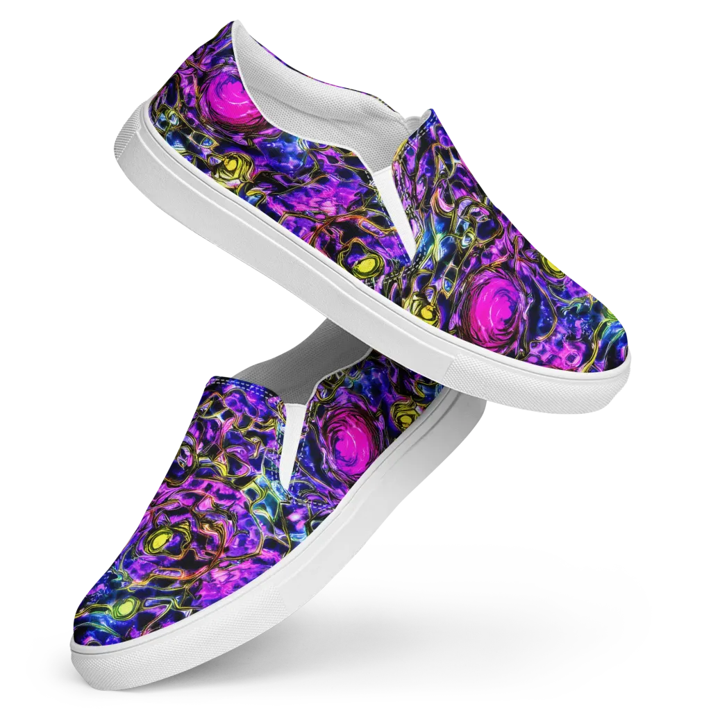 Midnight Fluorescence on Women's Slip-On Canvas Shoes — Front