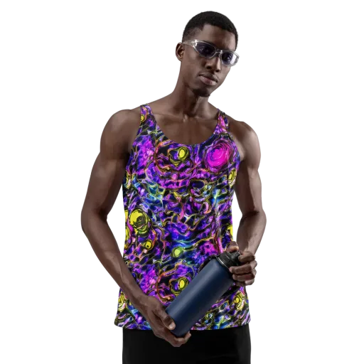 Midnight Fluorescence on a Men's Tank Top