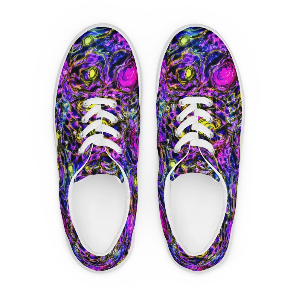 Midnight Fluorescence on Men's Lace-Up Canvas Shoes — Front