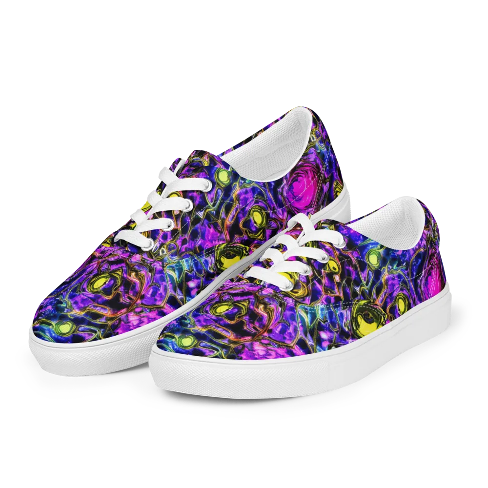 Midnight Fluorescence on Men's Lace-Up Canvas Shoes — Left Front