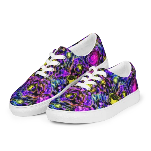 Midnight Fluorescence on a Men's Lace-Up Canvas Shoes