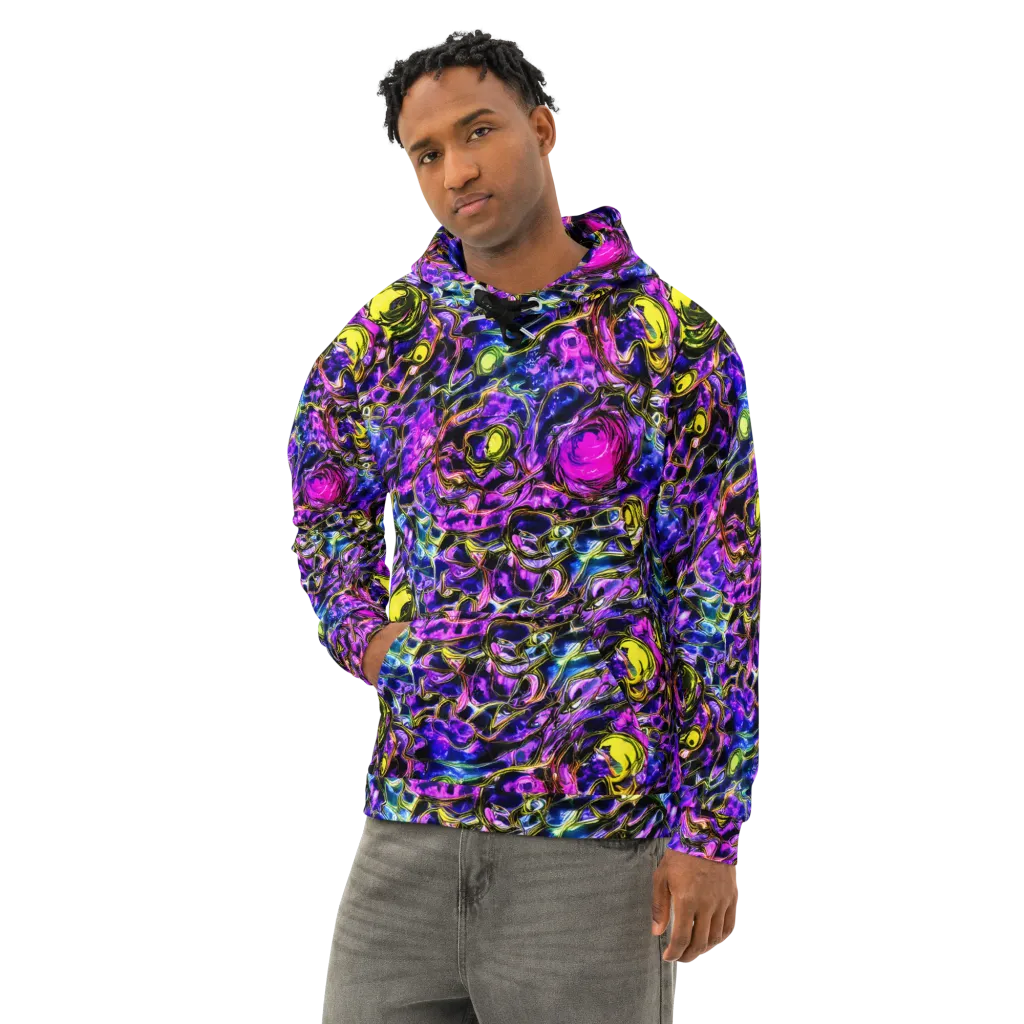 Midnight Fluorescence on Cotton Hoodie — Left Front