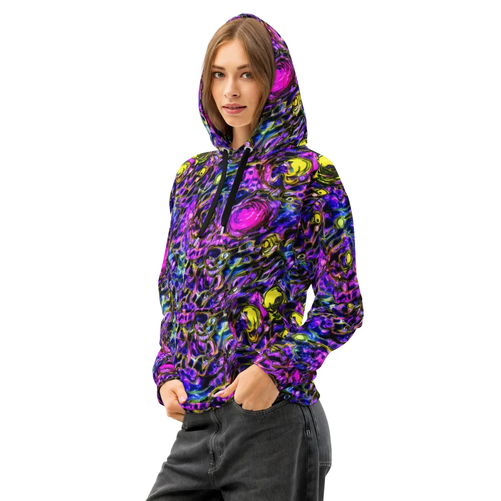 Midnight Fluorescence on Cotton Hoodie — Left Front