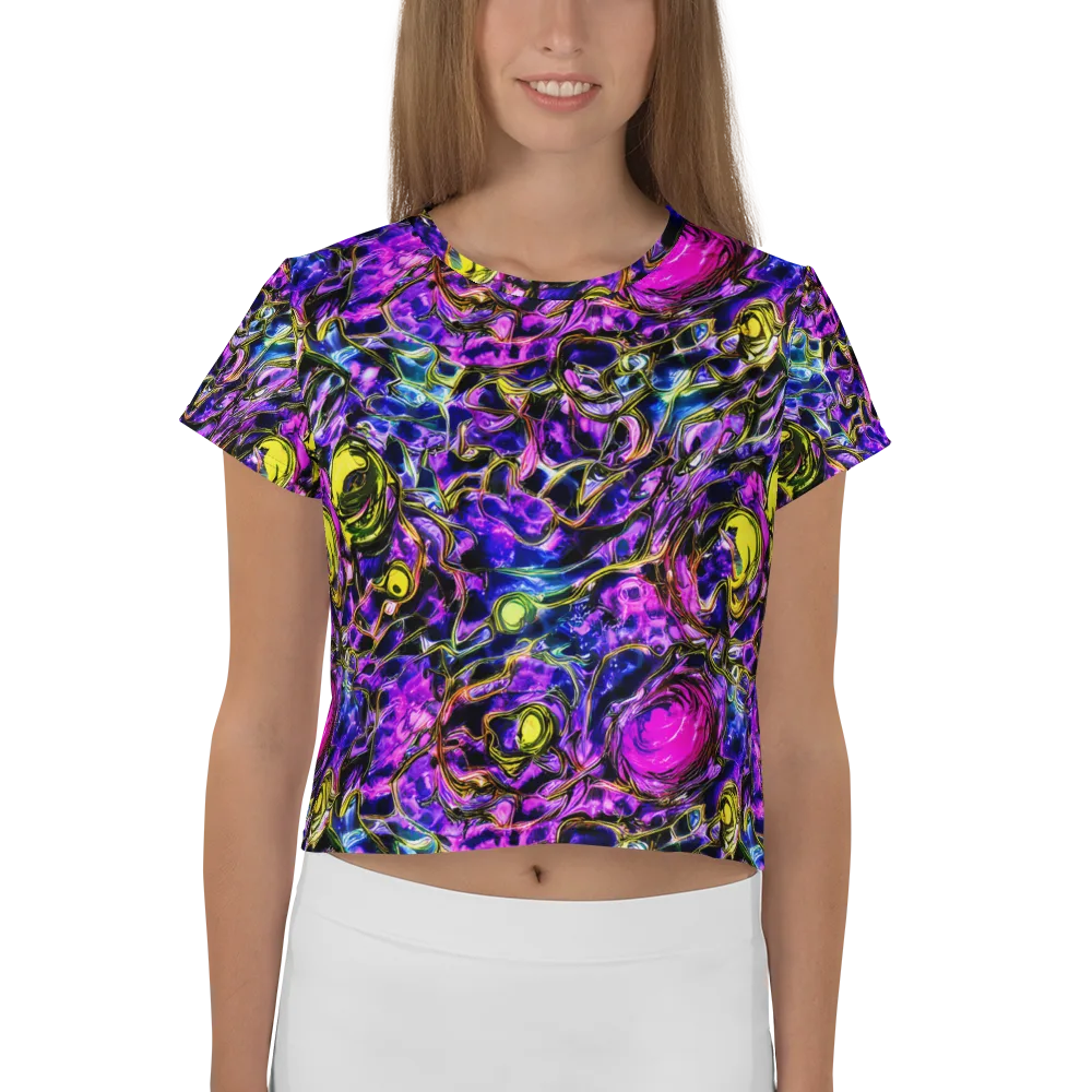 Midnight Fluorescence on Crop Tee — Front