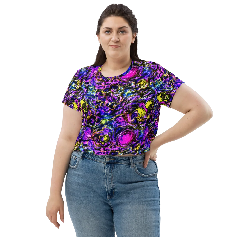 Midnight Fluorescence on Crop Tee — Front