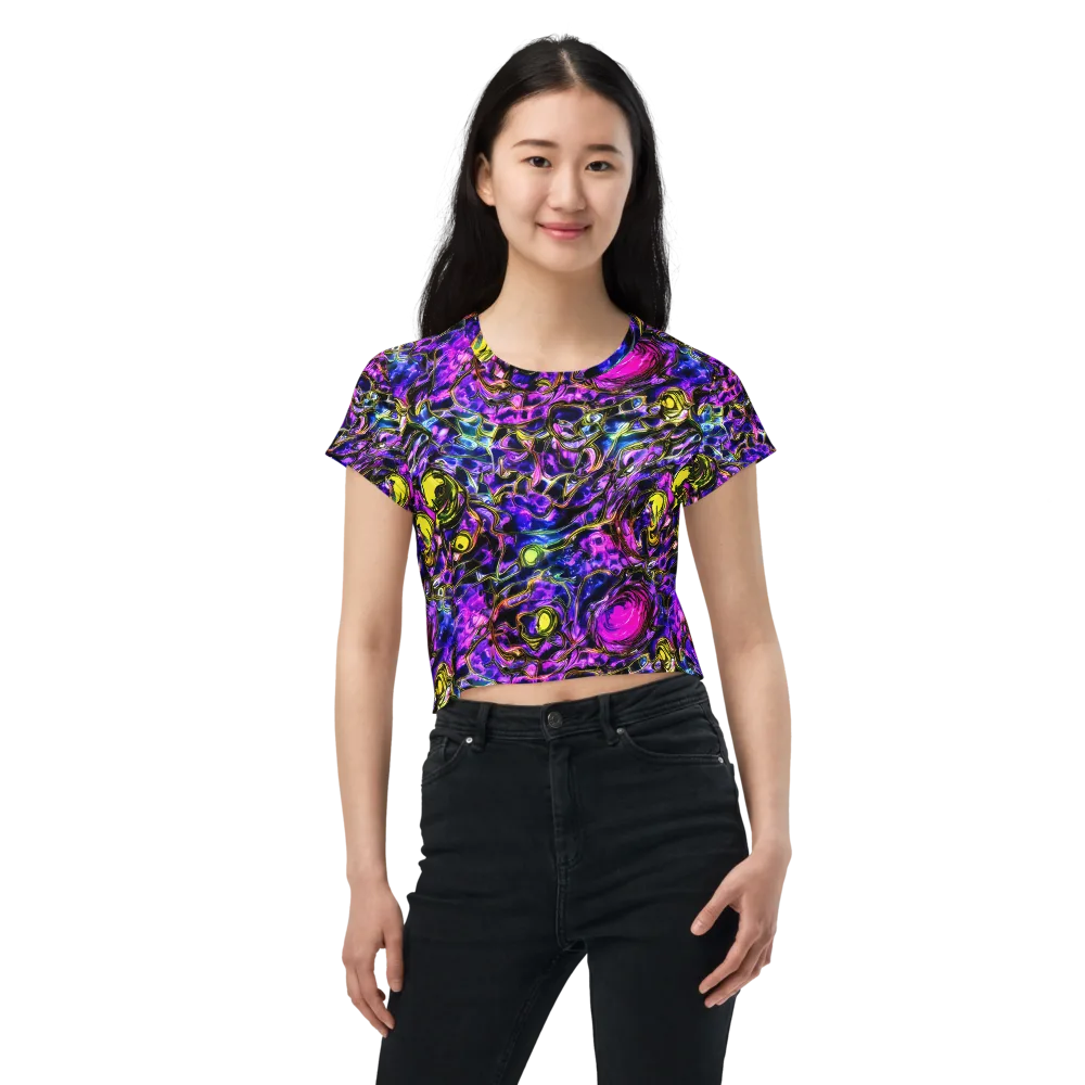 Midnight Fluorescence on Crop Tee — Front