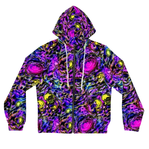 Midnight Fluorescence on a Women's Full-Zip Hoodie