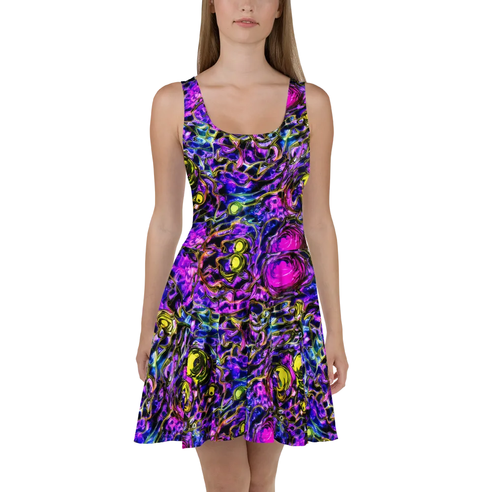 Midnight Fluorescence on Skater Dress — Front