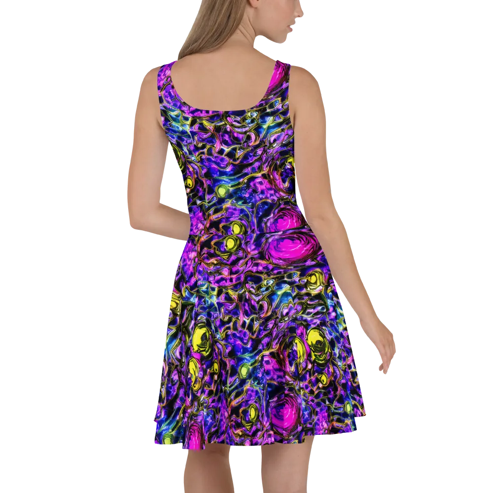 Midnight Fluorescence on Skater Dress — Back