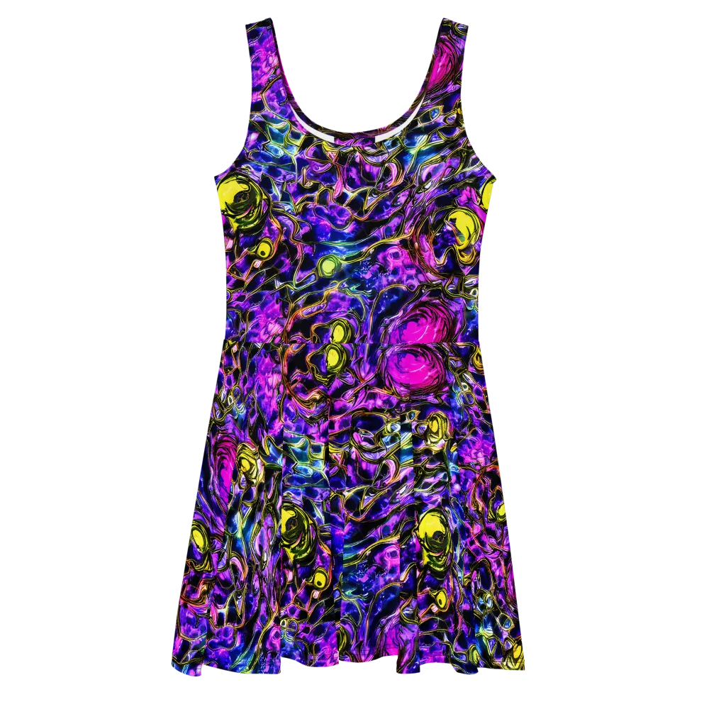 Midnight Fluorescence on Skater Dress — Front