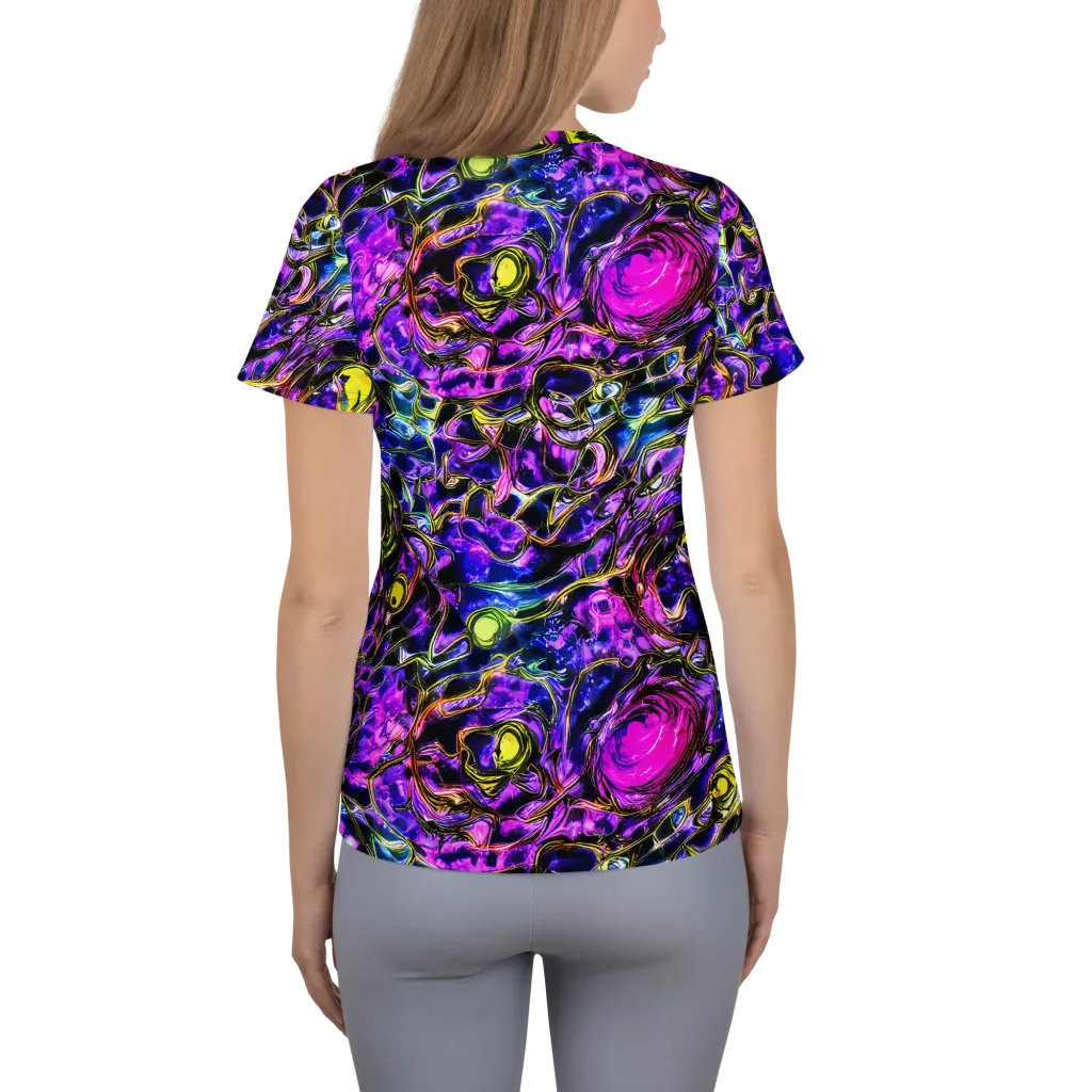 Midnight Fluorescence on Women's Athletic T-Shirt — Back