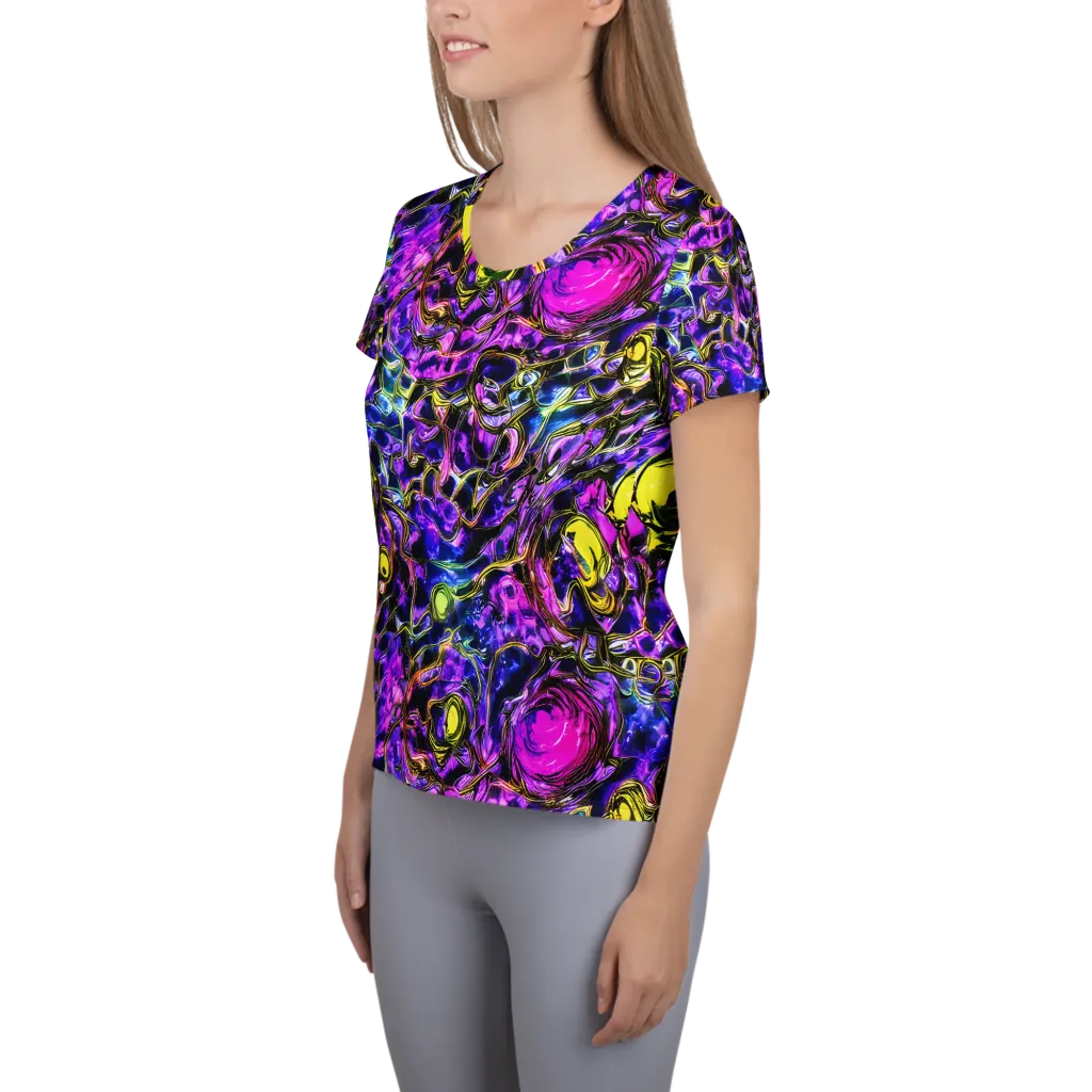 Midnight Fluorescence on Women's Athletic T-Shirt — Left