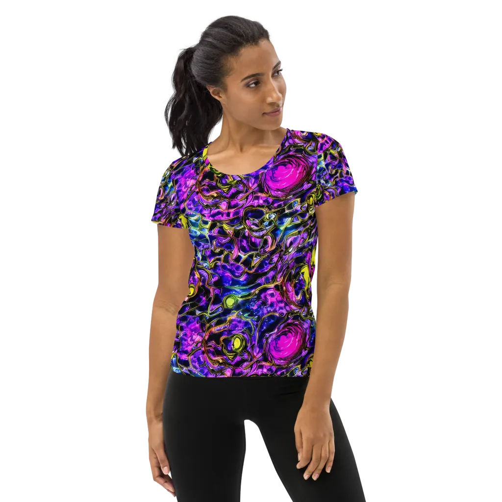 Midnight Fluorescence on Women's Athletic T-Shirt — Front