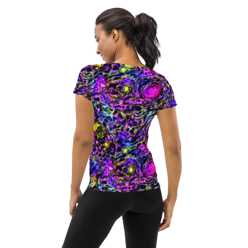 Midnight Fluorescence on Women's Athletic T-Shirt — Back