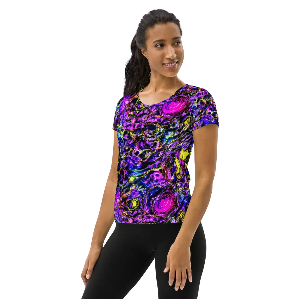 Midnight Fluorescence on Women's Athletic T-Shirt — Left